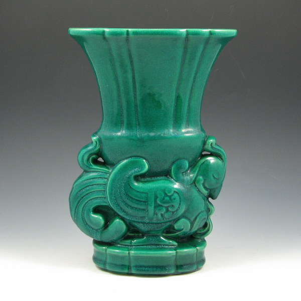 Appraisal: Cowan Chinese Dragon vase in Melon Green glaze Marked with