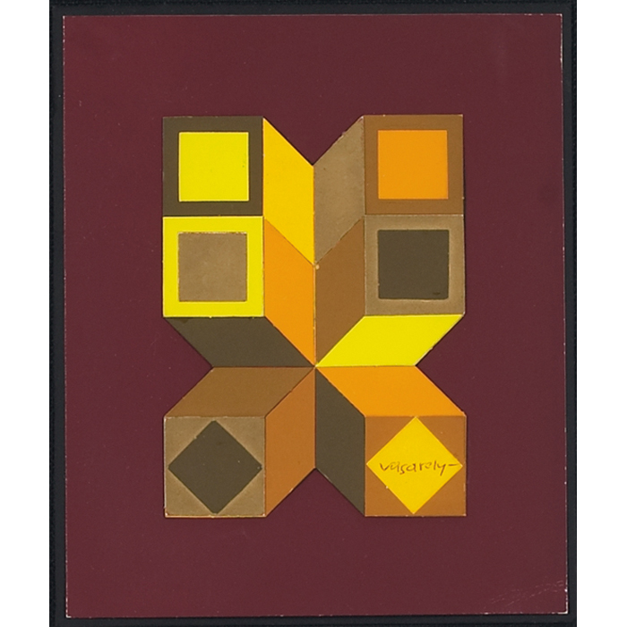 Appraisal: Victor Vasarely French Hungarian - ''Cubes '' c collage ''