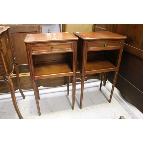 Appraisal: Pair of French nightstands with open shelf standing on fluted