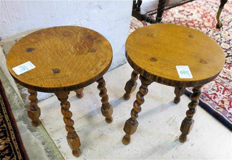 Appraisal: A PAIR OF OAK STOOLS English early th century having