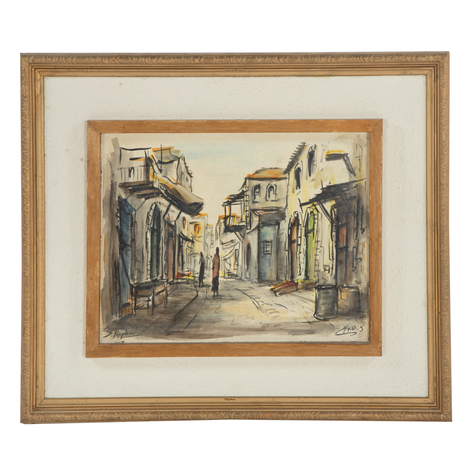 Appraisal: ZVI RAPHAELI STREET IN JERUSALEM WATERCOLOR Israeli - Watercolor signed