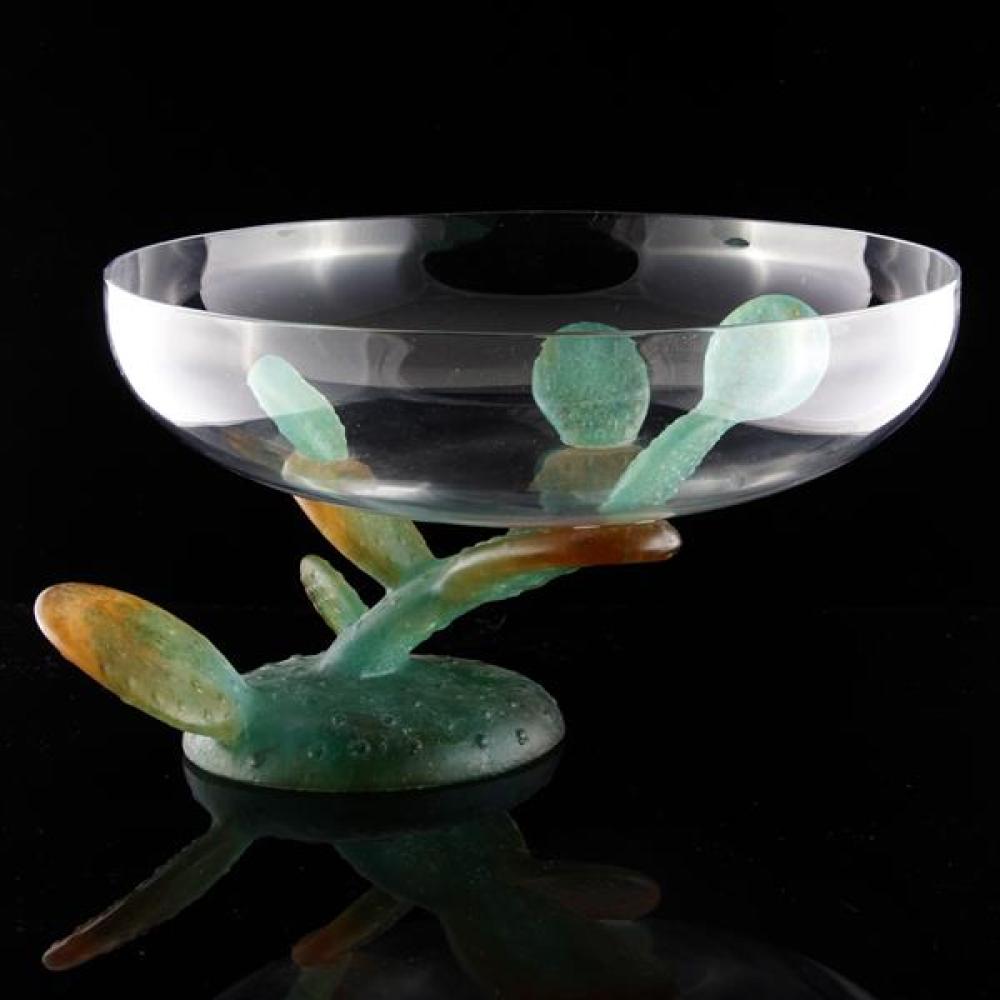 Appraisal: DAUM FANCE AND HILTON MCCONNICO 'NEVADA' BOWL ON GLASS PATE