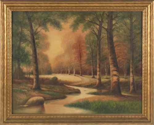 Appraisal: Oil on canvas landscape signed H L Lewis x