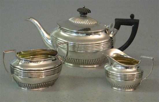 Appraisal: Late Victorian silver three piece tea service of oval form