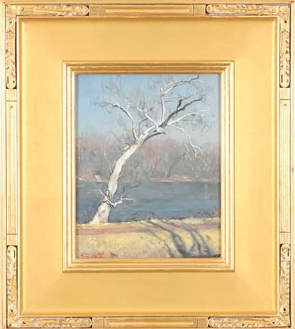 Appraisal: Sycamore- Delaware River oil on masonite x SLL titled and