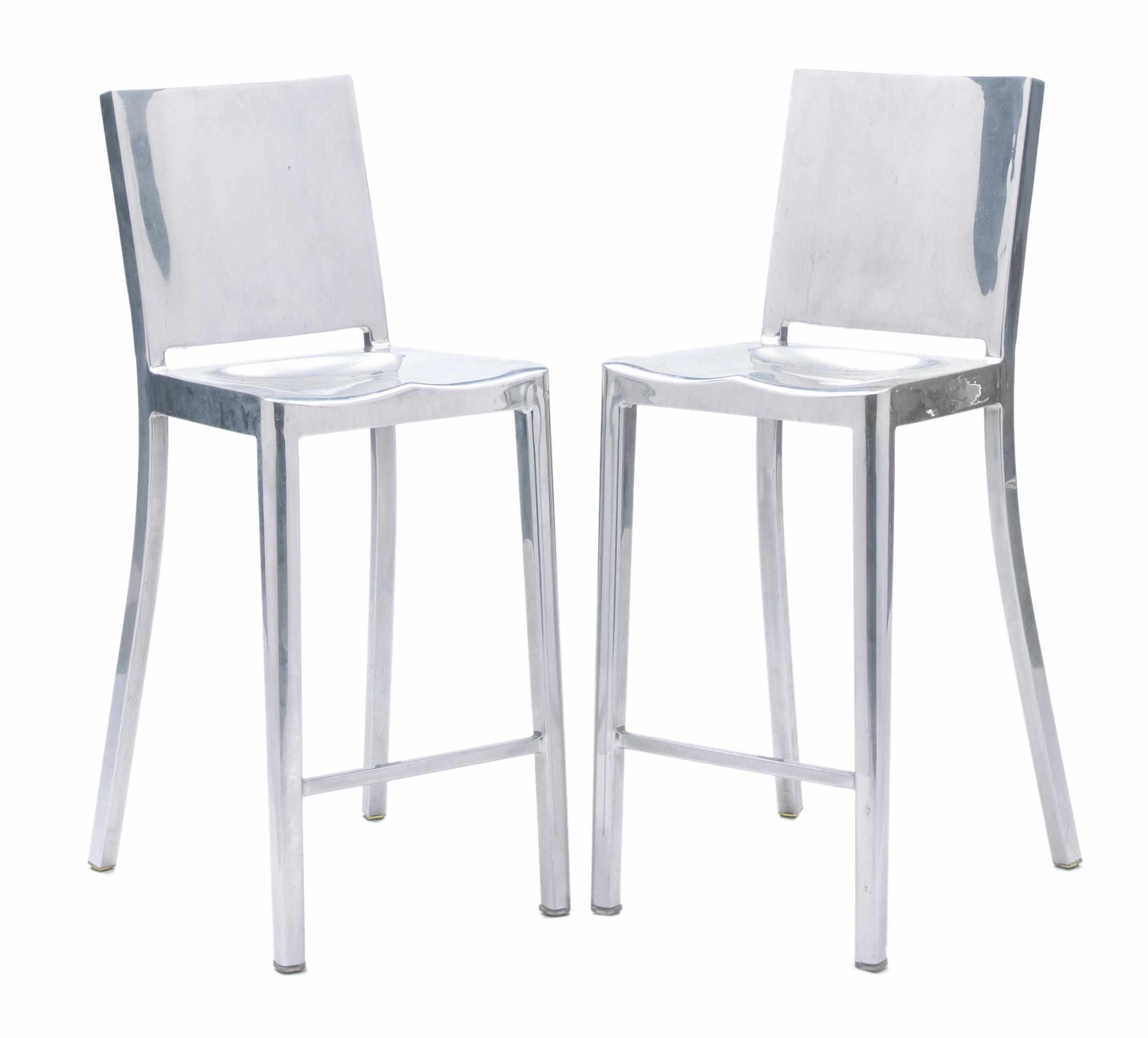 Appraisal: A pair of Philippe Starck chromed metal bar stools the