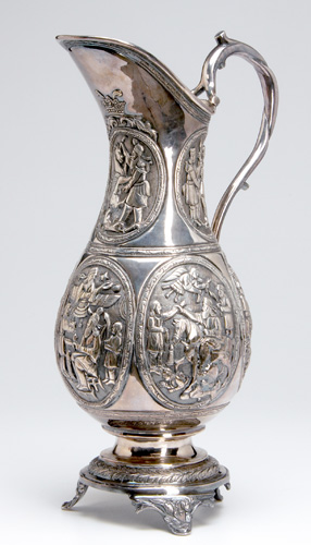 Appraisal: Silver ewer probably Persian Pear-shaped body with a crown above