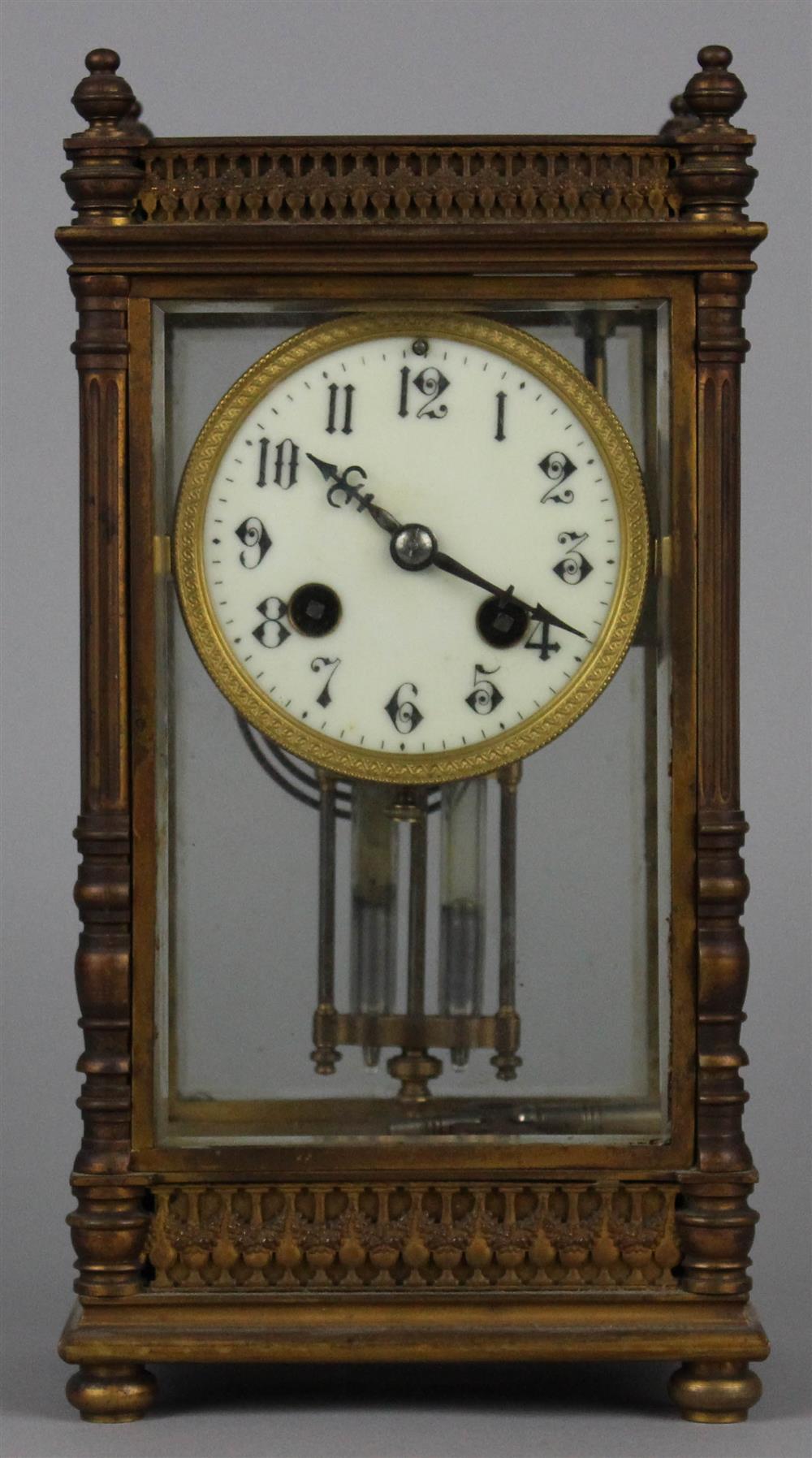 Appraisal: FRENCH REGULATOR BRASS AND GLASS MANTEL CLOCK H H having