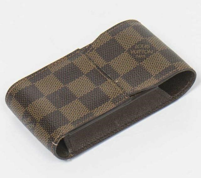 Appraisal: Louis Vuitton cigarette case in Damier Ebene coated canvas tonal