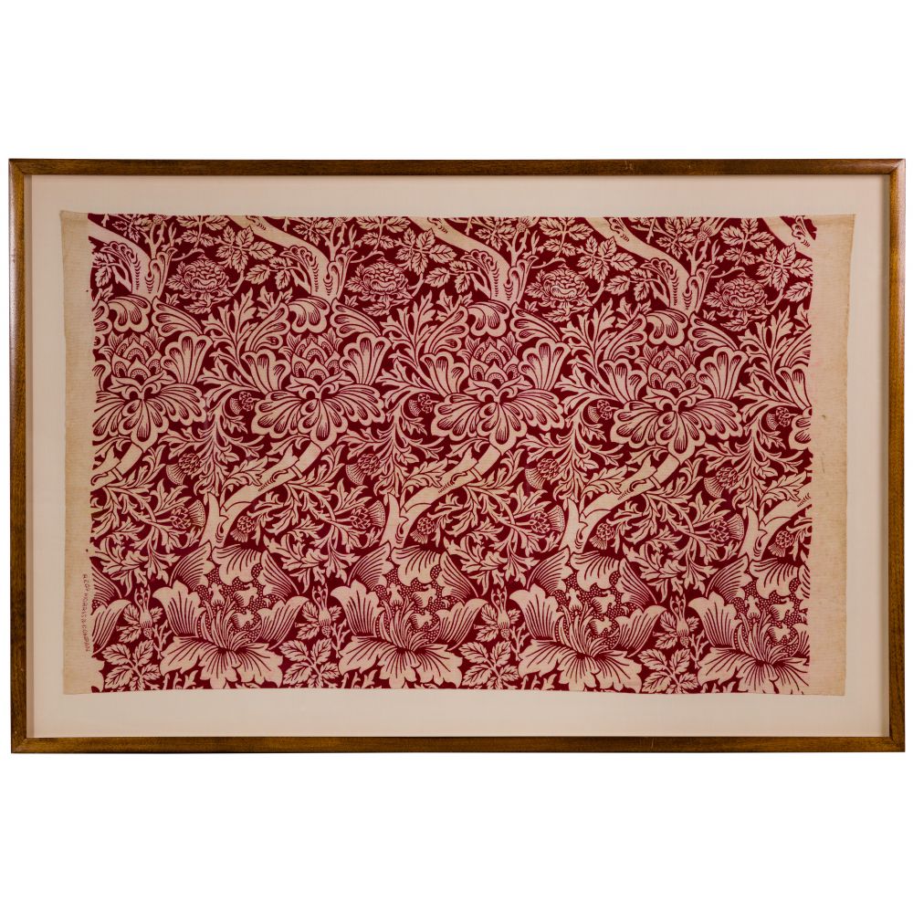 Appraisal: WILLIAM MORRIS ROSE AND THISTLE FRAMED TEXTILEc re-issue printed furnishing