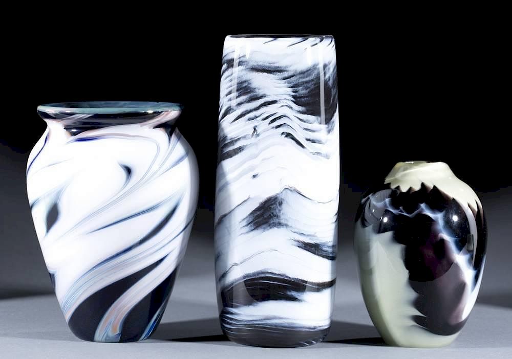 Appraisal: Group of Randy Strong art glass vases A group of