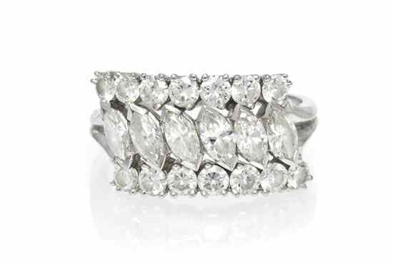 Appraisal: A Platinum and Diamond Band containing six marquise shape diamonds