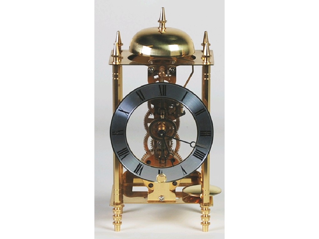 Appraisal: JEWILLS LIVERPOOL MODERN BRASS SKELETON MANTEL CLOCK