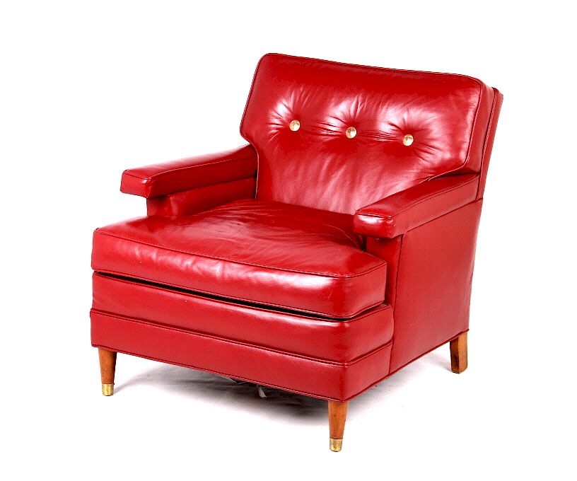 Appraisal: Thomas Molesworth Personal Red Leather Chair The lot features an