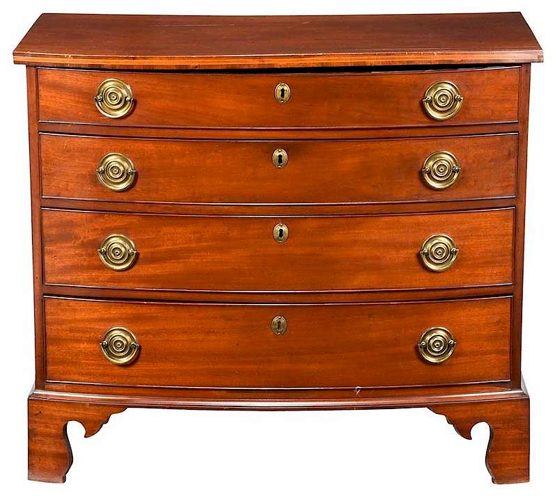 Appraisal: American Federal Mahogany Inlaid Bowfront Chest New England circa white