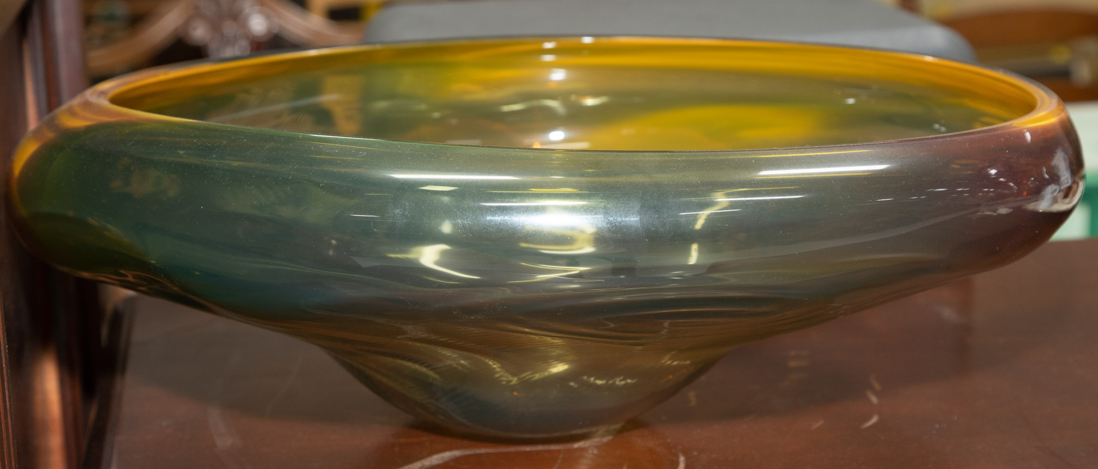 Appraisal: LARGE ART GLASS BOWL Signed McGee and dated