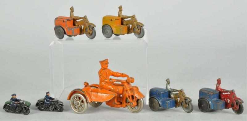 Appraisal: Lot of Cast Iron Pot Metal Motorcycle Toys Description American