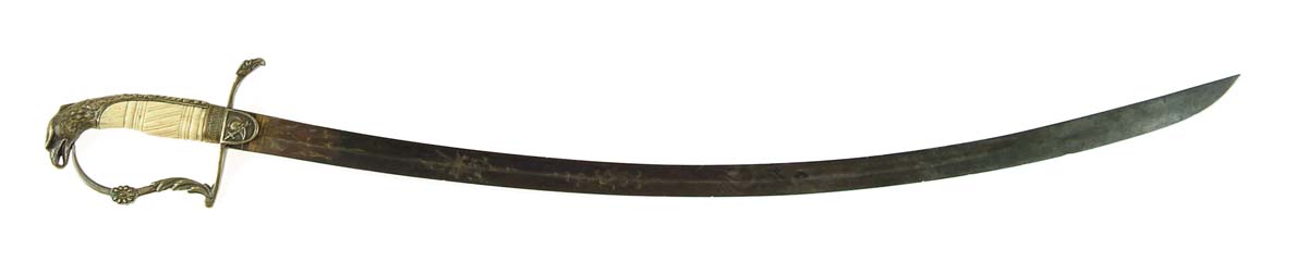 Appraisal: EAGLE HEAD MILITIA SWORD slightly curved blade Blade was once