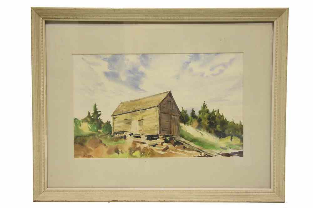 Appraisal: WATERCOLOR- Depicting barn on hill signed ll 'Gene Klebe' in