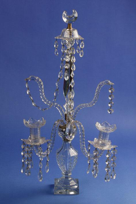 Appraisal: A REGENCY CUT GLASS TABLE CHANDELIER the tall column with