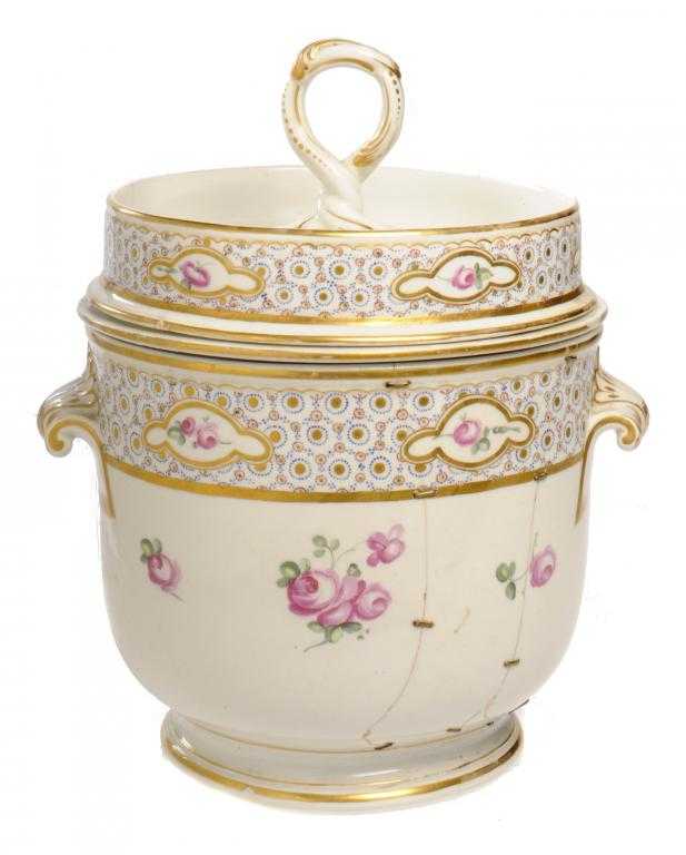 Appraisal: A DERBY ICE PAIL AND COVER painted in S vres