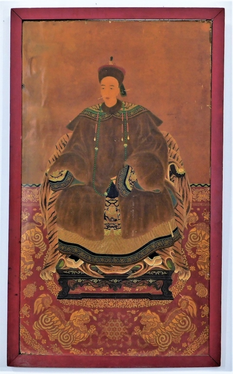 Appraisal: CHINESE QING DYNASTY IMPERIAL PORTRAIT PAINTING China th CenturyImperial ancestral