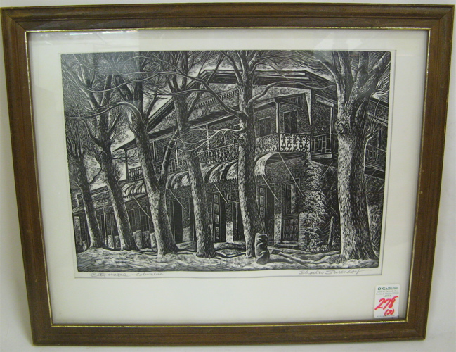 Appraisal: CHARLES FREDERICK SURENDORF TWO WOODBLOCK PRINTS in black and white