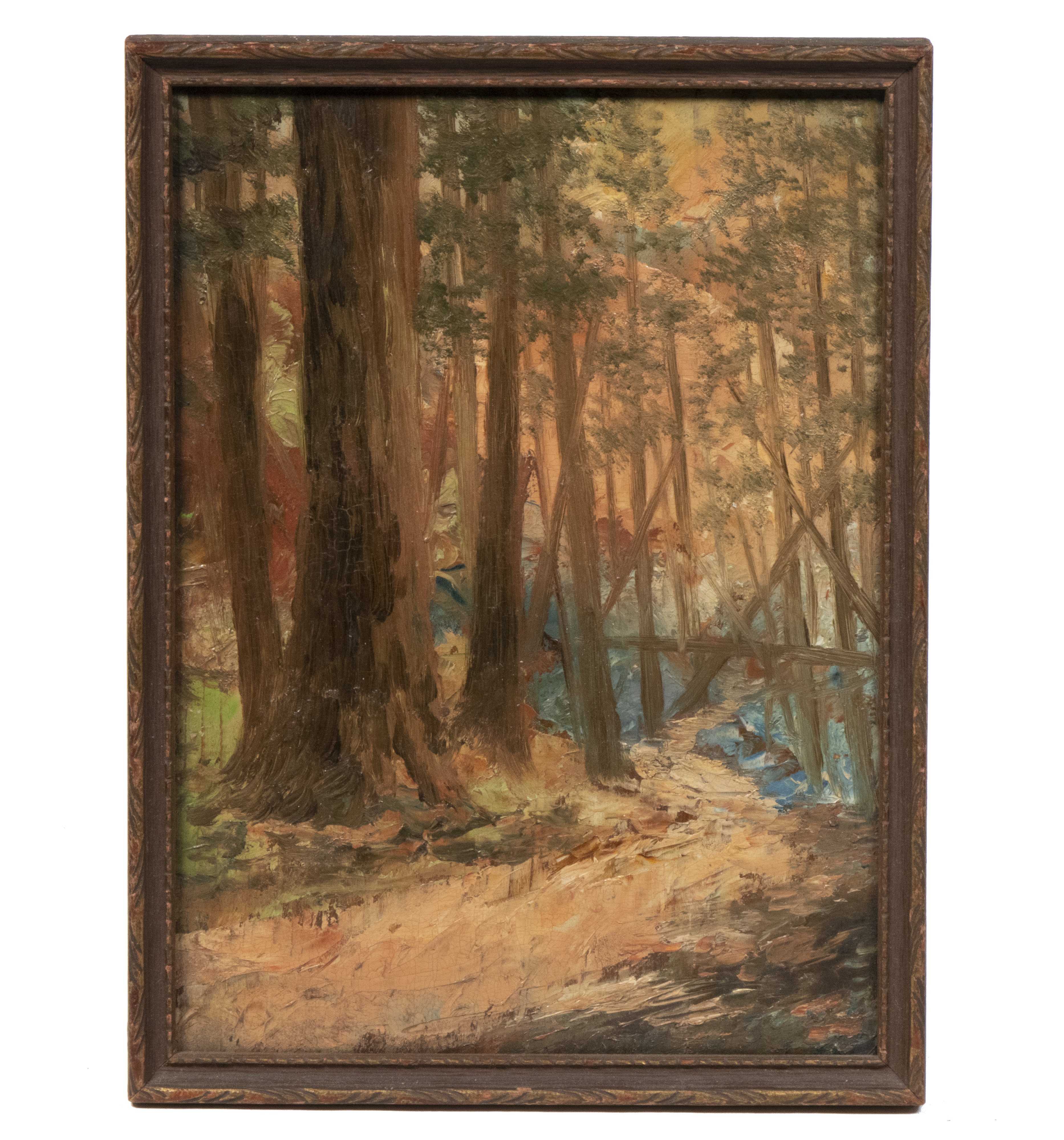 Appraisal: MINIATURE LANDSCAPE PAINTING A Path Through the Woods oil on