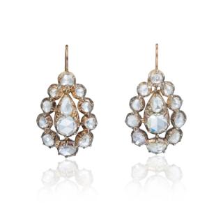 Appraisal: Antique Style Diamond Pendant Earrings Crafted out of gold with