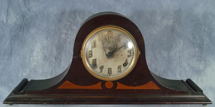 Appraisal: Ingraham mahogany tambour clock one side wound tight dial discolored