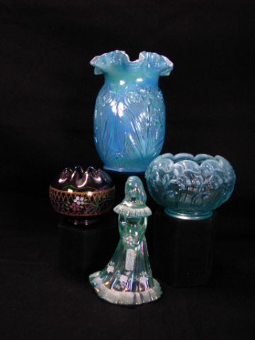 Appraisal: Fenton Art Glass Bowls Vase including hand decorated rose bowl