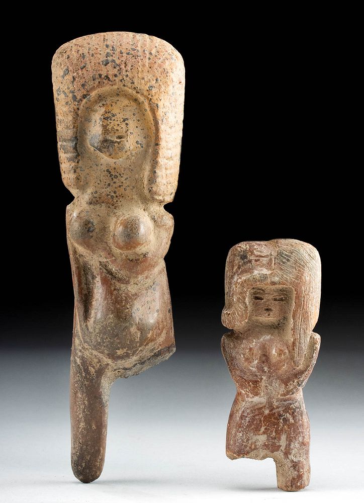 Appraisal: Pair of Valdivian Terracotta Venus Figures Pre-Columbian Ecuador Valdivian ca