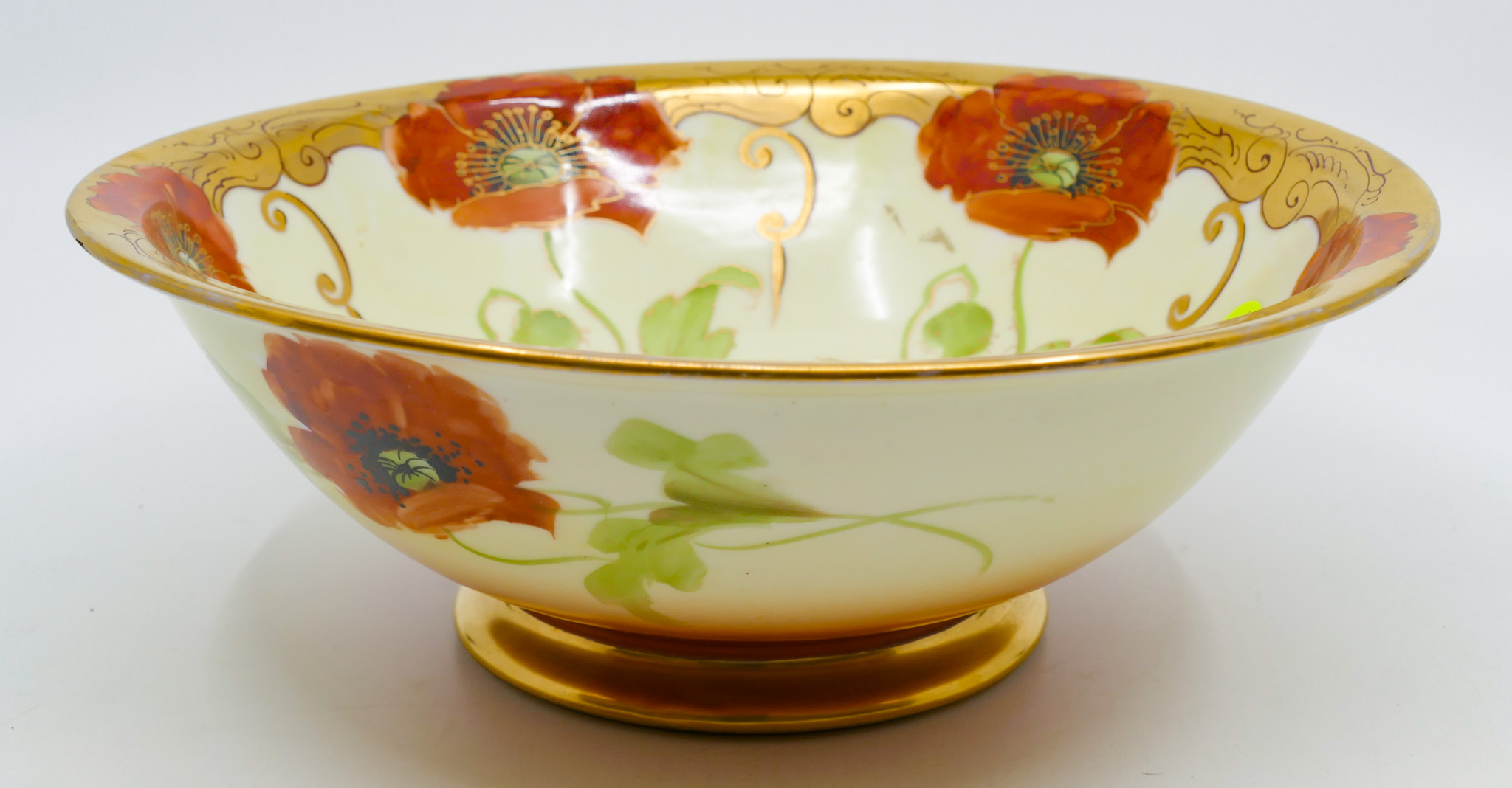 Appraisal: Antique Pickard Hand Painted Poppy Bowl Signed Leach '' Diameter