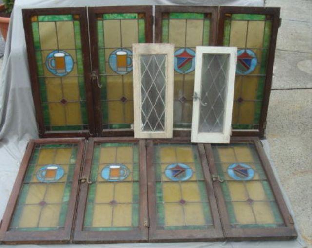 Appraisal: Large Leaded Glass Windows together with Small Leaded Glass Windows