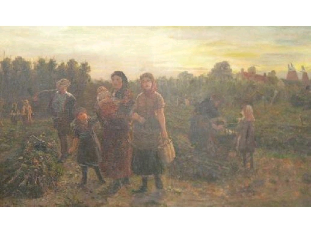 Appraisal: FREDERICK HINES Hopworkers signed and dated oil on canvas laid