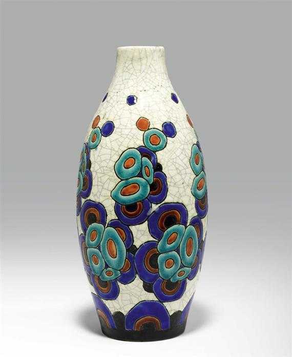 Appraisal: CATTEAU CHARLES - VASE Boch La Louvi re circa Crackle