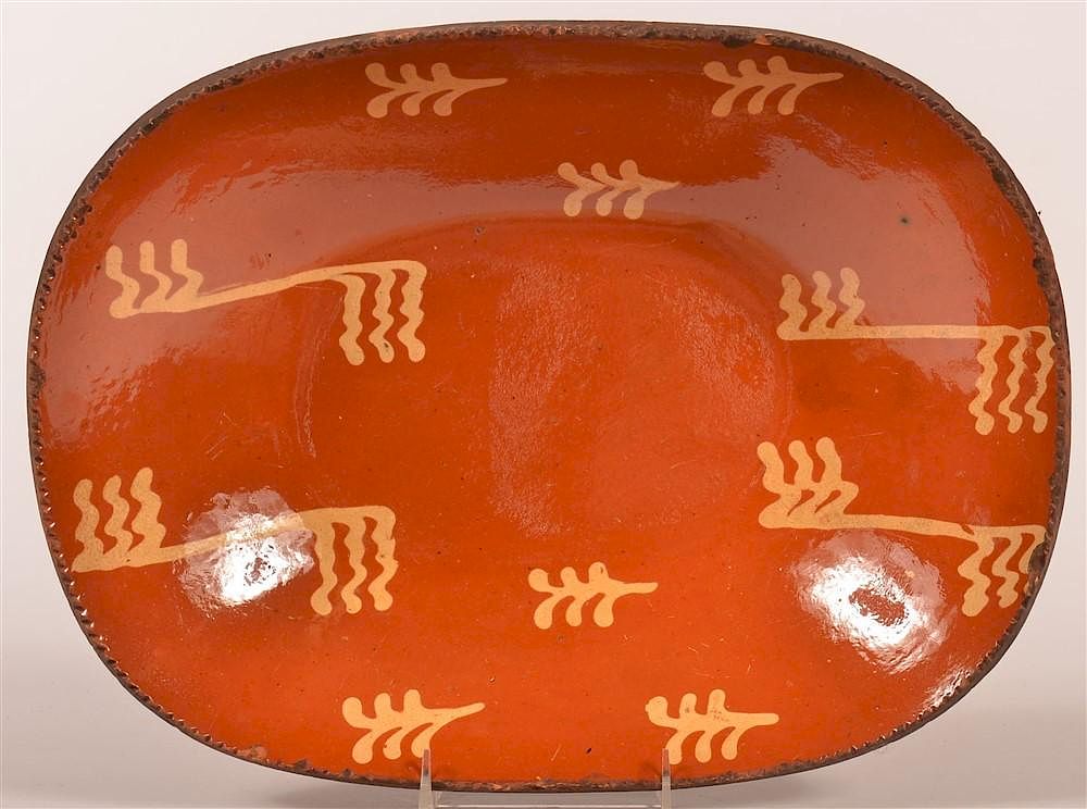 Appraisal: th C PA Bold Yelow Slip Decorated Redware th C