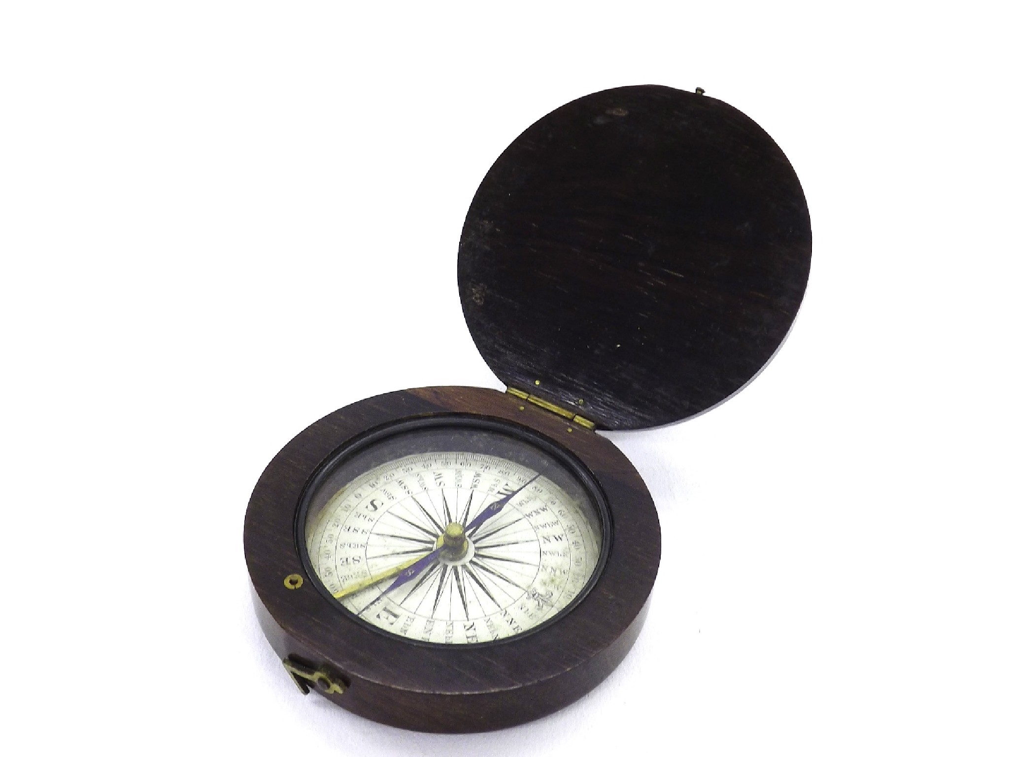 Appraisal: Attractive th century rosewood pocket compass diameter