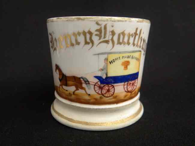 Appraisal: Occupational painted shaving mug with bakery wagon