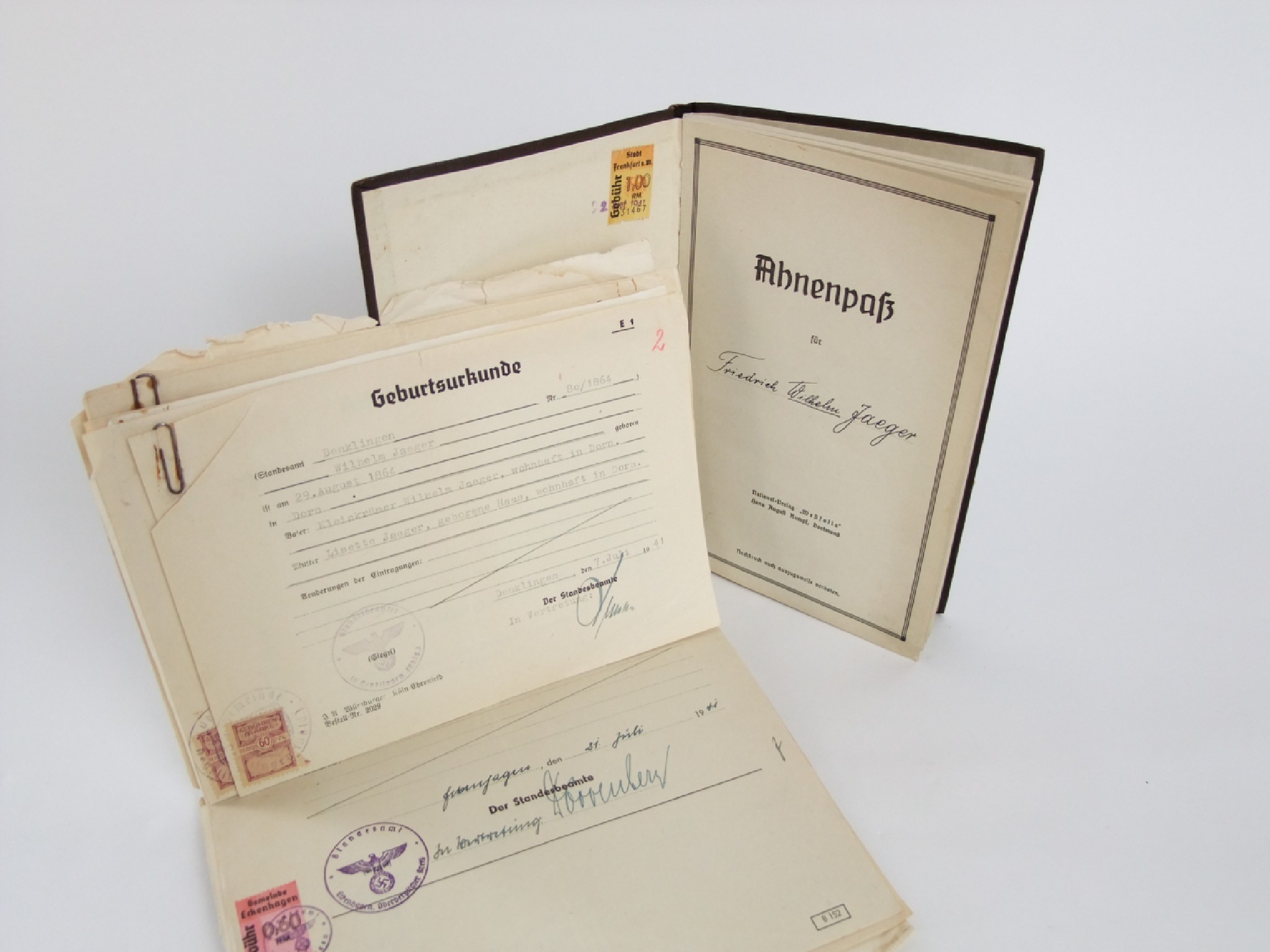 Appraisal: An Ahnenpafs ancestor passport together with further paperwork and documents