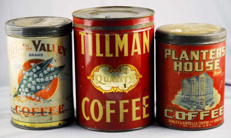 Appraisal: Lot of Coffee Tins Description Includes Lily of the Valley