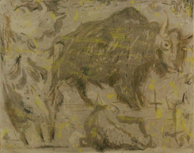 Appraisal: Mary MacQueen - Bison coloured lithograph on rice paper signed