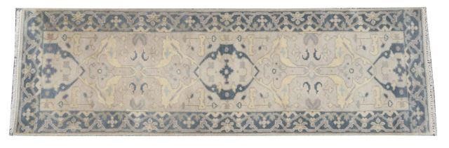 Appraisal: Hand-tied Persian Oushak runner approx ' l ' w