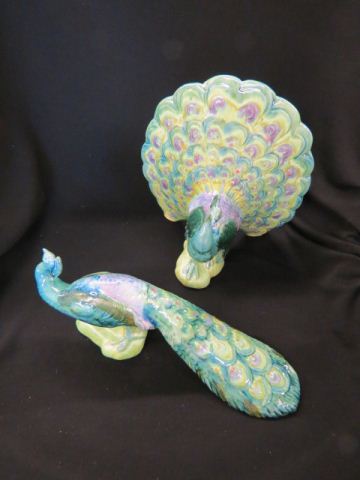 Appraisal: Pair of California Pottery Peacocks by Madeline Originals x and