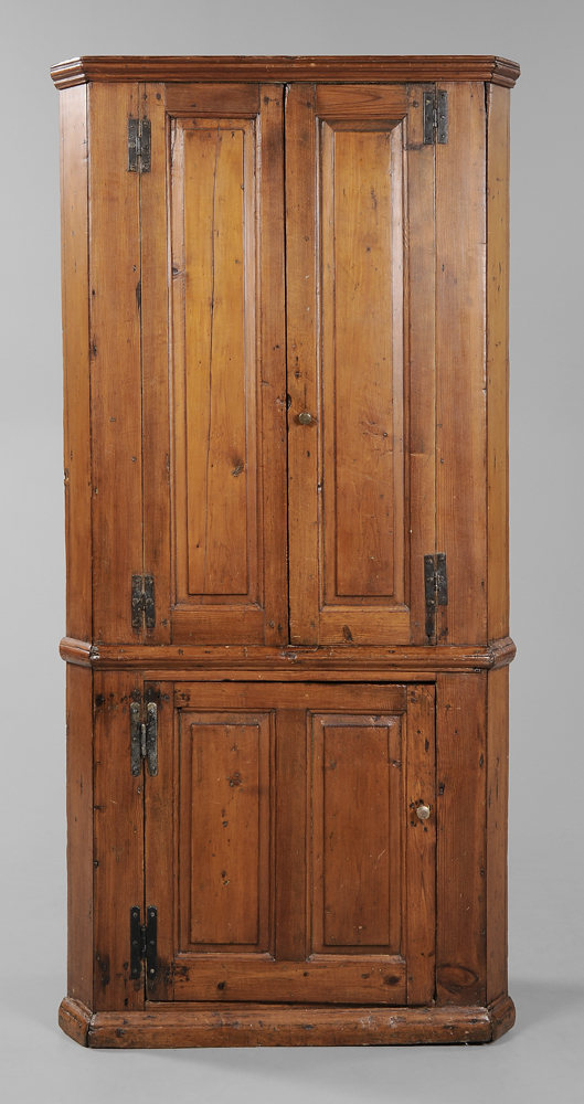 Appraisal: Southern Yellow Pine Paneled Corner Cupboard probably Virginia or North