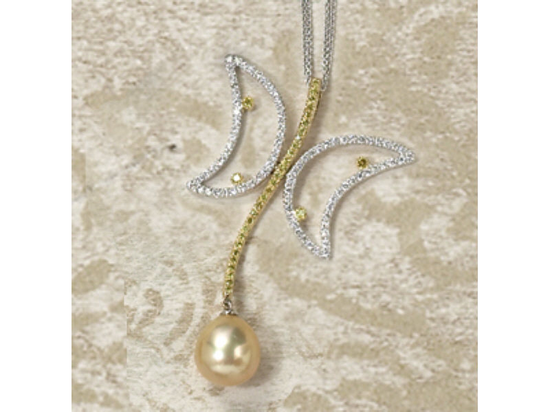 Appraisal: DIAMOND AND PEARL PEANDANT k yellow and white gold contemporary