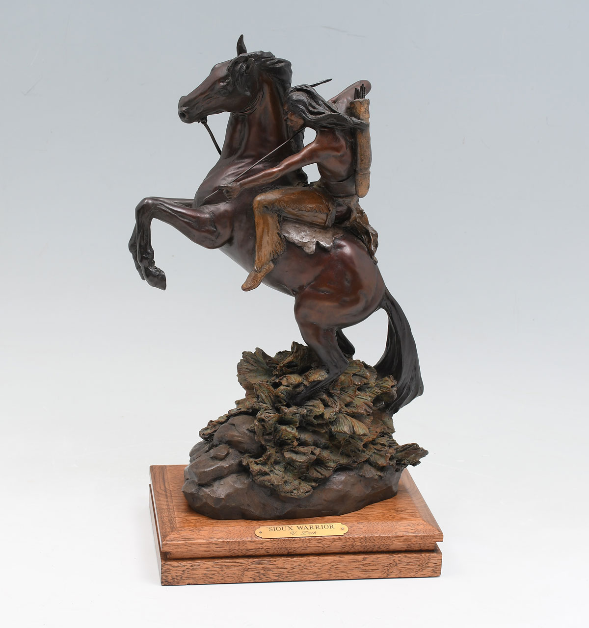 Appraisal: SIOUX WARRIOR BRONZE SCULPTURE BY V ZACK '' in height