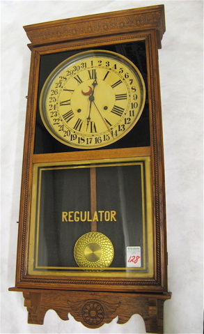 Appraisal: OAK CASED CALENDAR REGULATOR WALL CLOCK Sessions Clock Co Forestville