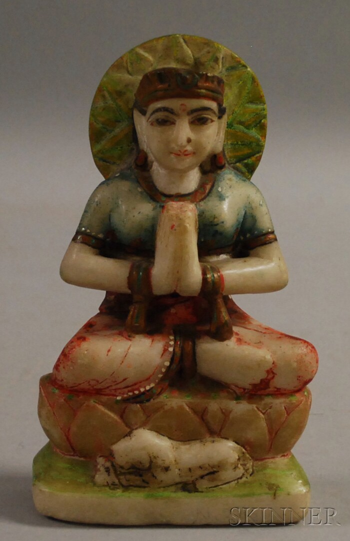 Appraisal: Indian Carved and Painted Marble Deity Figure ht in