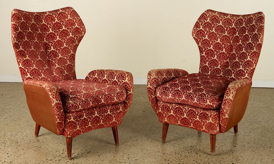 Appraisal: PR ITALIAN UPHOLSTERED ARMCHAIRS BY PAOLO BUFFA A pair of